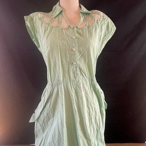 Vintage Helene Scott Pastel Mint 60s Mod Midi Dress ! Mint green